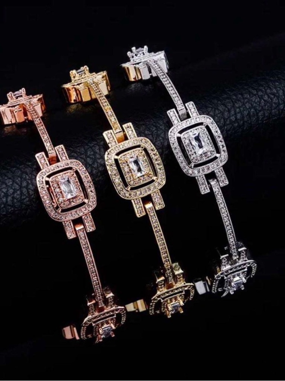 Gold Elegant Unisex Crystal Accent Bracelet